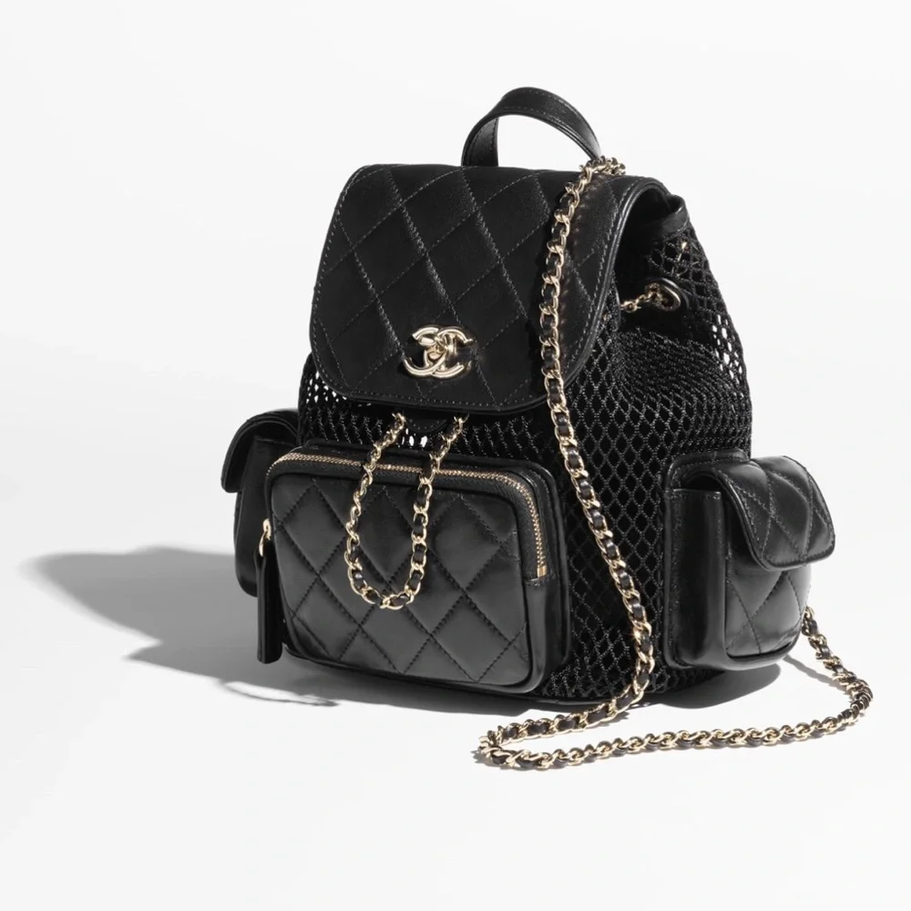FULL SET - CHANEL Black Quilted Backpack with Gold HW - Picture 3 of 16